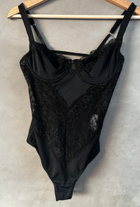 Black Front Lace Thong Teddy
