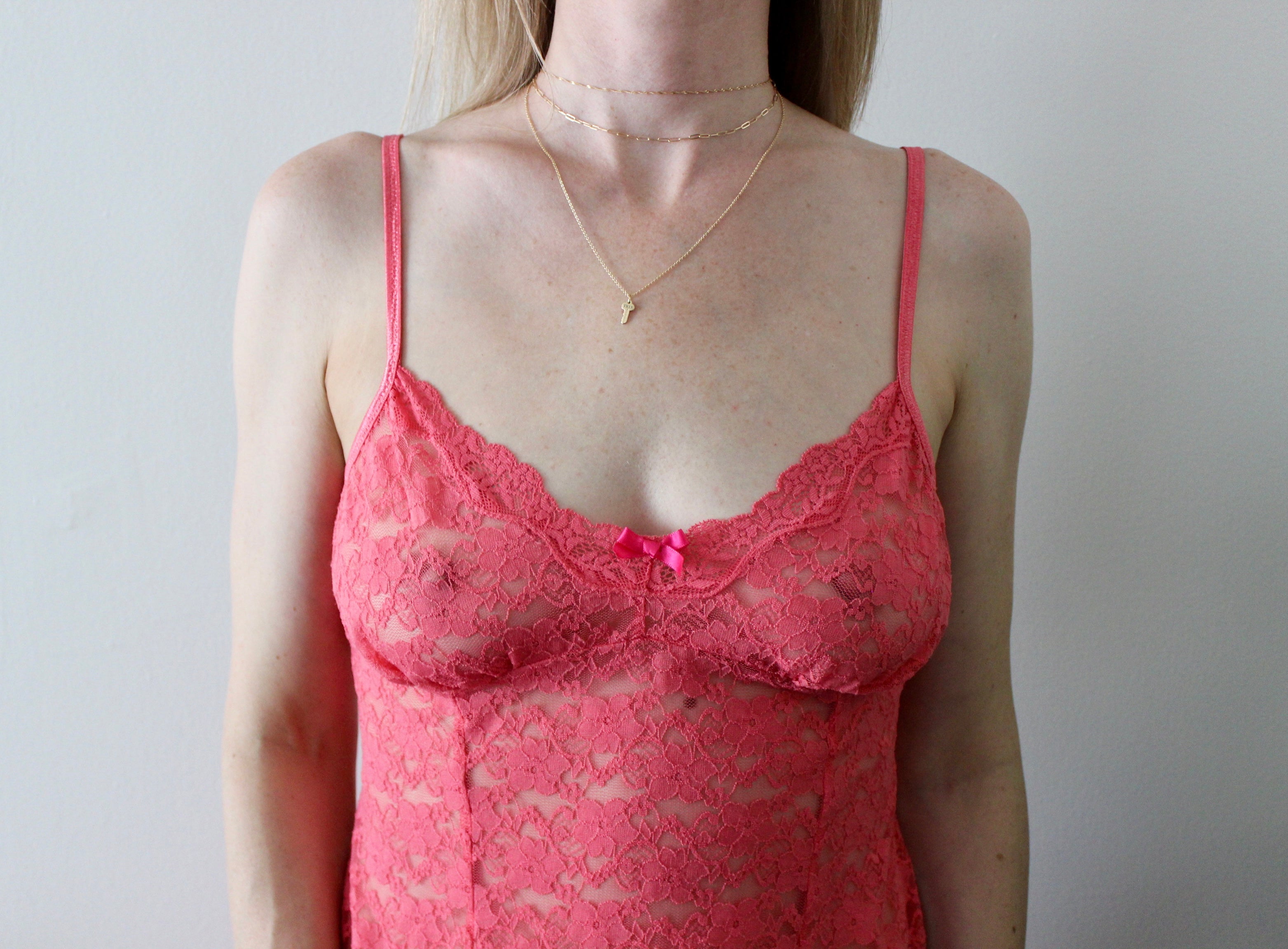 Peachy Pink Lace Slip